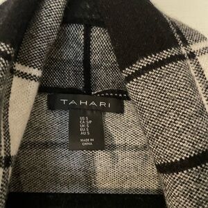 Black and White Plaid Long Sweater Coat